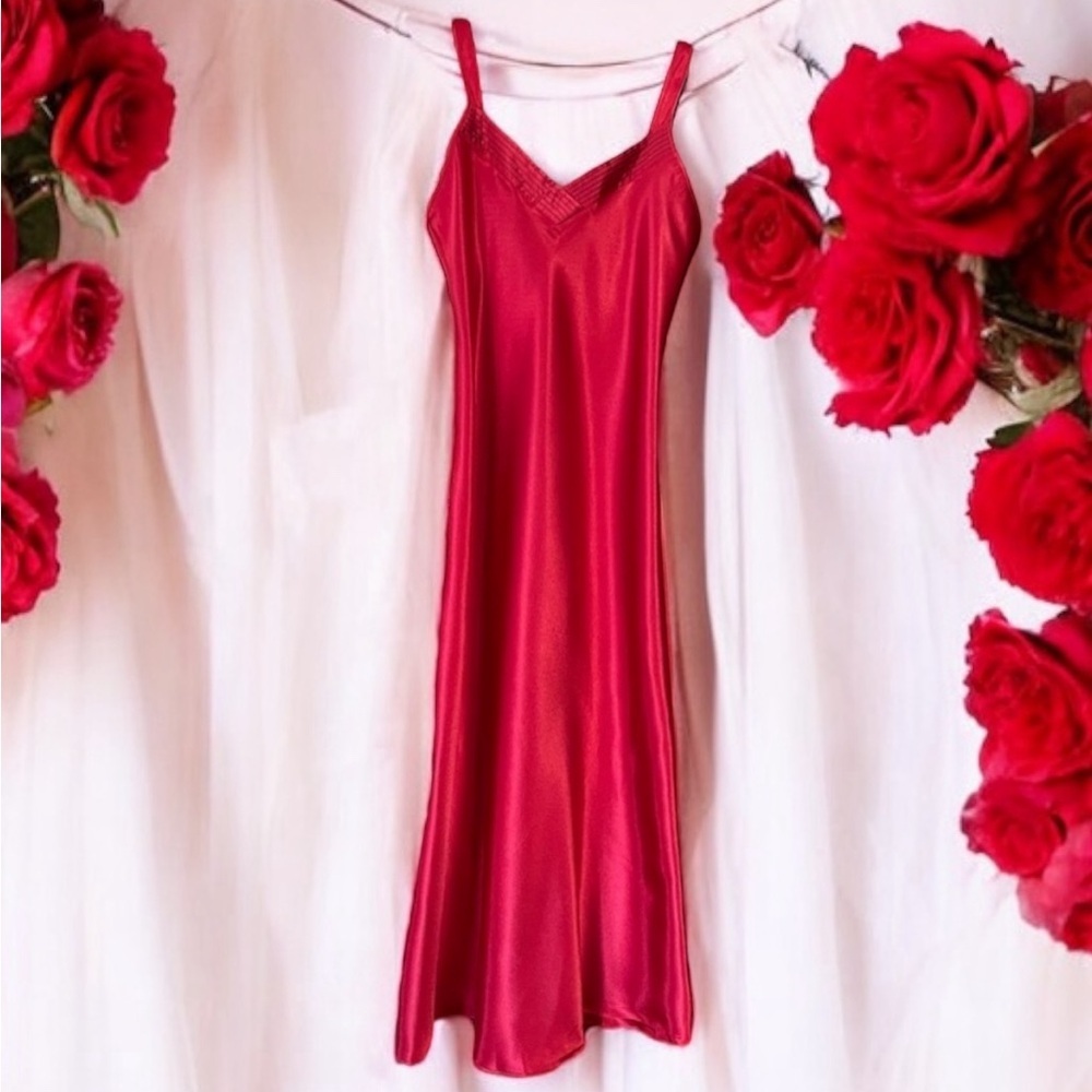 Vintage Jones New York Red Long Sleep Gown Dress Size S/M